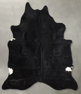 Solid Black Large Brazilian Cowhide Rug 6'5"H x 6'0"W #A56139 by Hudson Hides