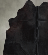 Solid Black Large Brazilian Cowhide Rug 6'0"H x 5'3"W #A56140 by Hudson Hides