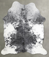 Salt and Pepper Black Medium Brazilian Cowhide Rug 5'3"H x 4'6"W #A56172 by Hudson Hides