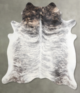 Grey Brindle Large Brazilian Cowhide Rug 6'8"H x 5'7"W #A56185 by Hudson Hides
