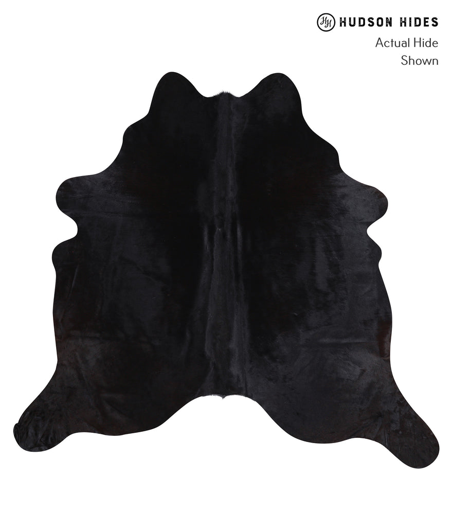 Solid Black X-Large Brazilian Cowhide Rug 6'4"H x 6'9"W #A6376 by Hudson Hides