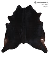 Solid Black X-Large Brazilian Cowhide Rug 6'7"H x 6'5"W #A6406 by Hudson Hides