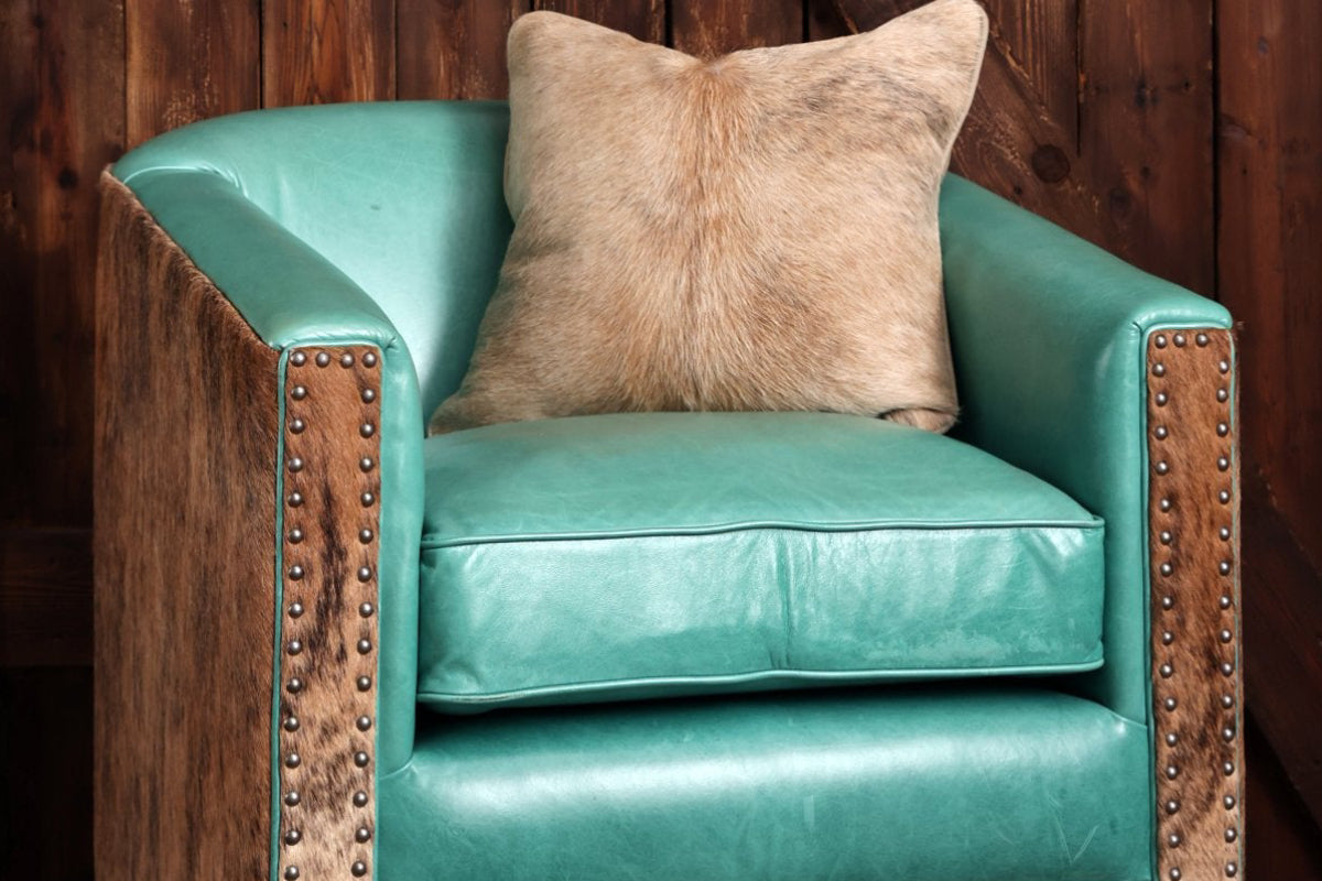 Albuquerque Turquoise Western Leather Swivel Glider