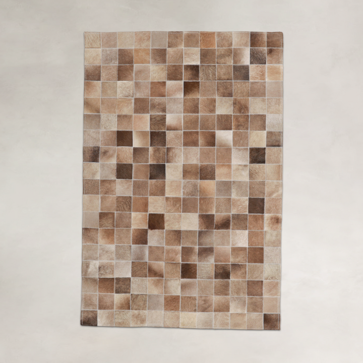 Palomino Beige Brazilian Cowhide Patchwork Rug by Hudson Hides