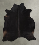 Solid Black Large Brazilian Cowhide Rug 6'4"H x 5'7"W #B10060 by Hudson Hides