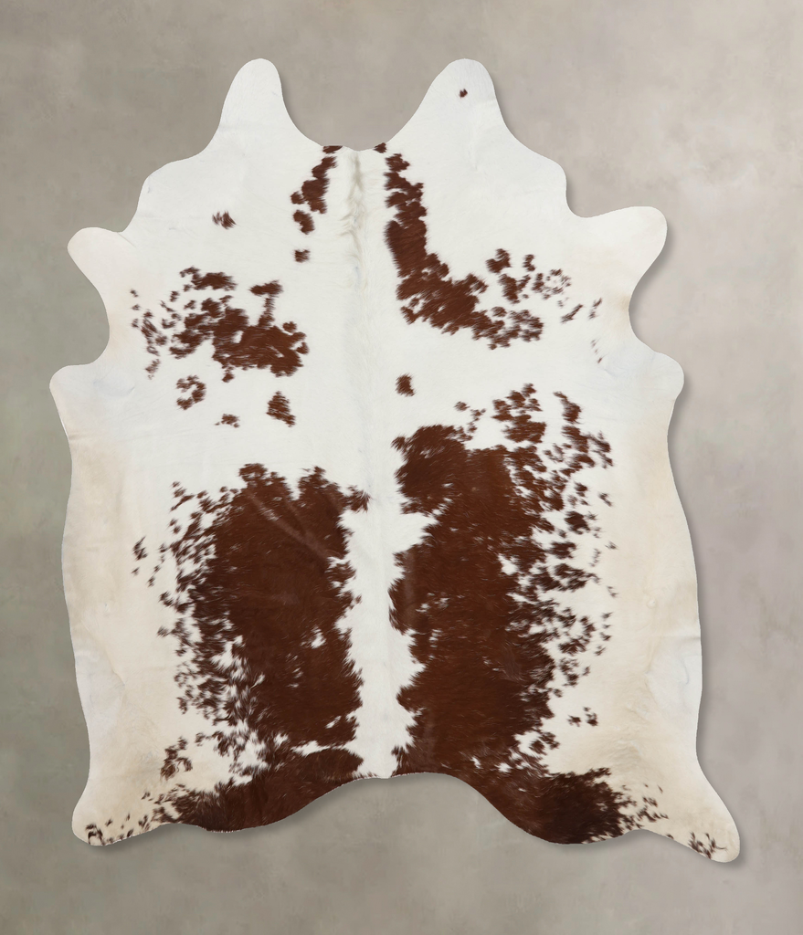 Brown and White XX-Large Brazilian Cowhide Rug 7'10"H x 6'8"W #B10089 by Hudson Hides
