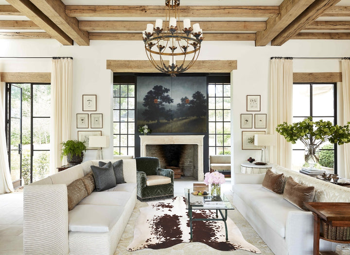 Brown and White XX-Large Brazilian Cowhide Rug 7'10"H x 6'8"W #B10089 by Hudson Hides