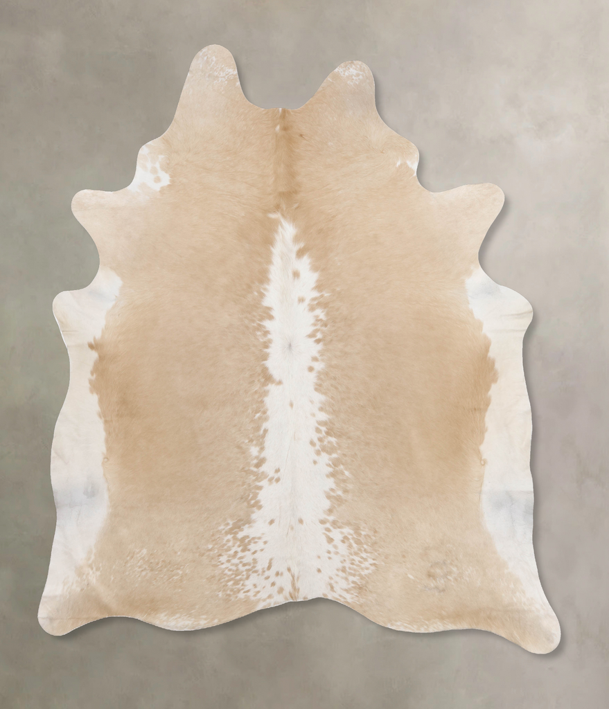 Beige and White XX-Large Brazilian Cowhide Rug 8'10"H x 6'11"W #B10605 by Hudson Hides