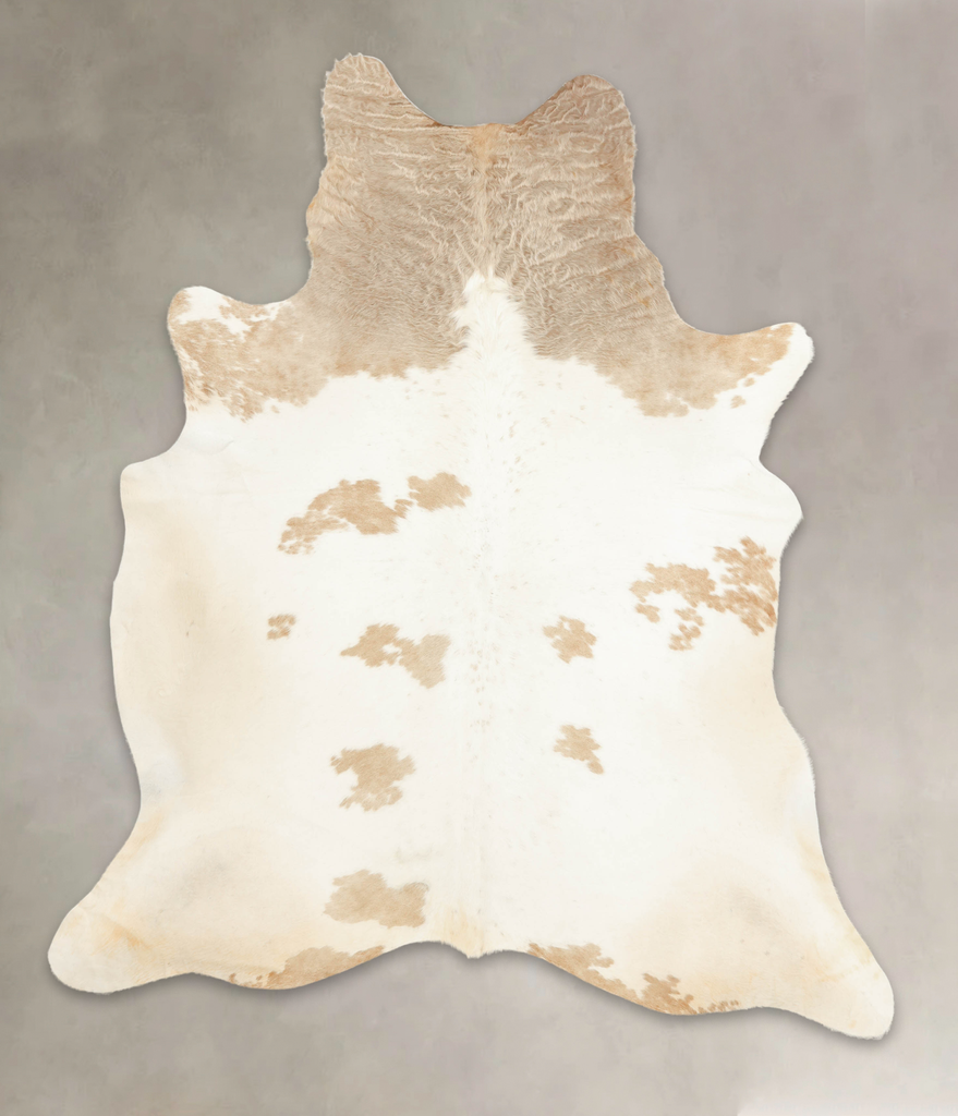 Beige and White XX-Large Brazilian Cowhide Rug 8'0"H x 6'9"W #B1091 by Hudson Hides