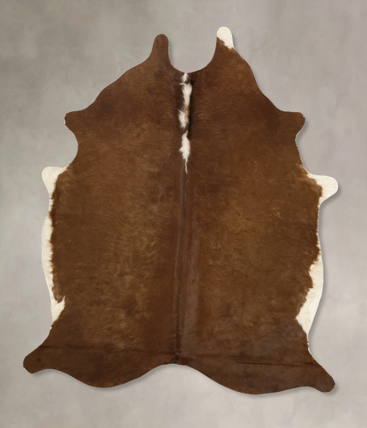 Brown and White Regular Large Brazilian Cowhide Rug 6'6"H x 5'4"W #B11096 by Hudson Hides