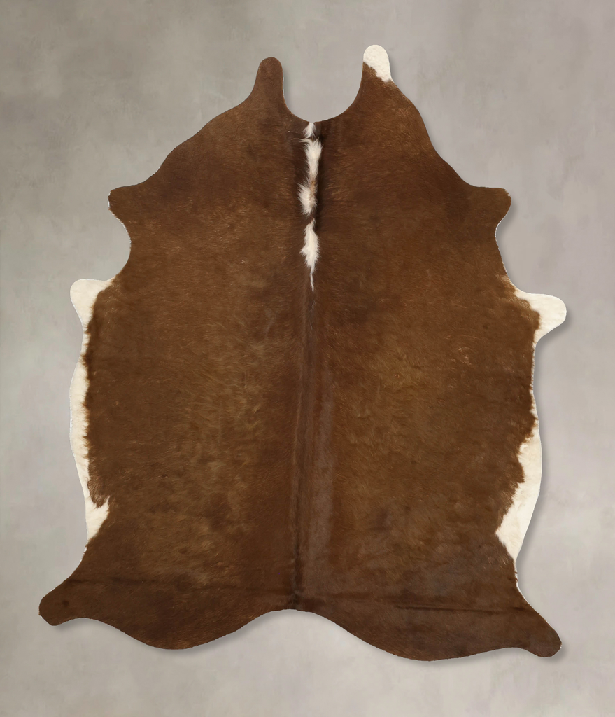 Brown and White Regular Large Brazilian Cowhide Rug 6'6"H x 5'4"W #B11096 by Hudson Hides