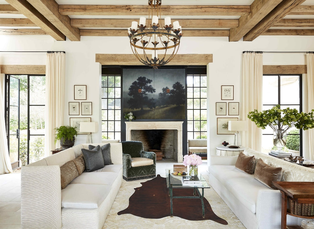 Medium Brindle Large Brazilian Cowhide Rug 6'6"H x 5'7"W #B11193 by Hu