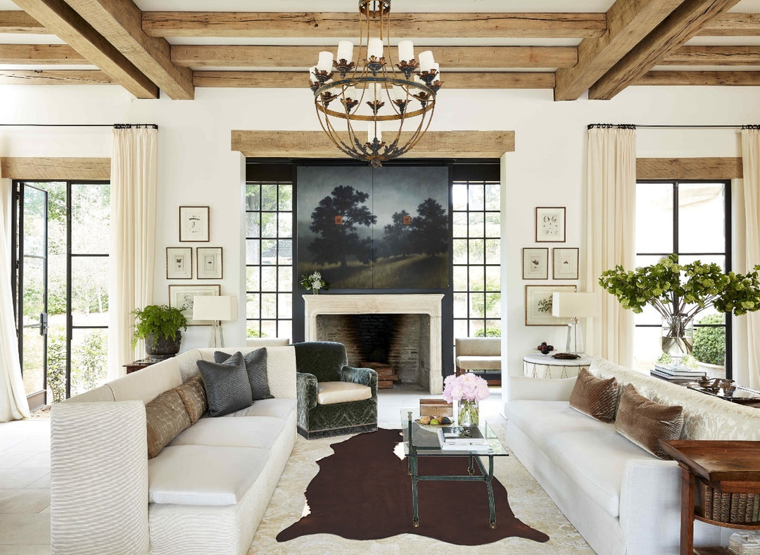 Brown and White Regular Large Brazilian Cowhide Rug 7'0"H x 5'6"W #B11