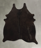 Solid Black Large Brazilian Cowhide Rug 6'6"H x 5'4"W #B11269 by Hudson Hides