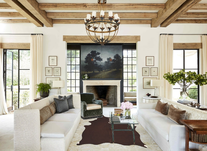 Brown and White Regular Medium Brazilian Cowhide Rug 5'7"H x 4'9"W #B11548 by Hudson Hides