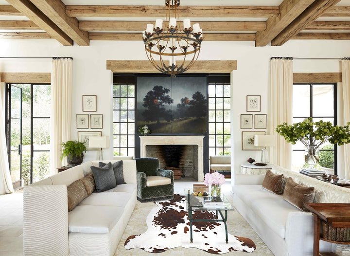 Tricolor X-Large European Cowhide Rug 7'0"H x 6'9"W #B11805 by Hudson Hides