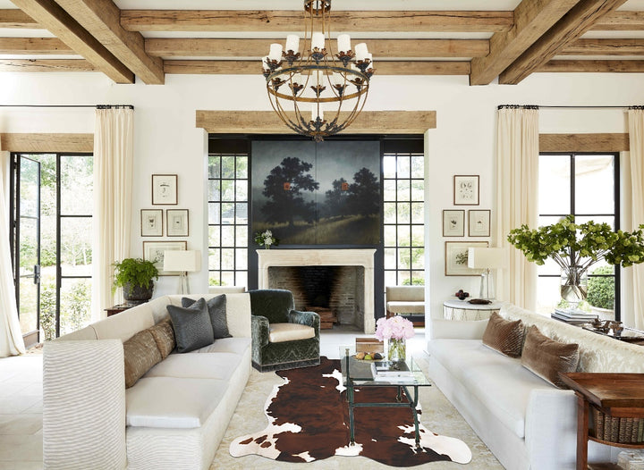 Tricolor X-Large European Cowhide Rug 7'1"H x 6'6"W #B11807 by Hudson Hides
