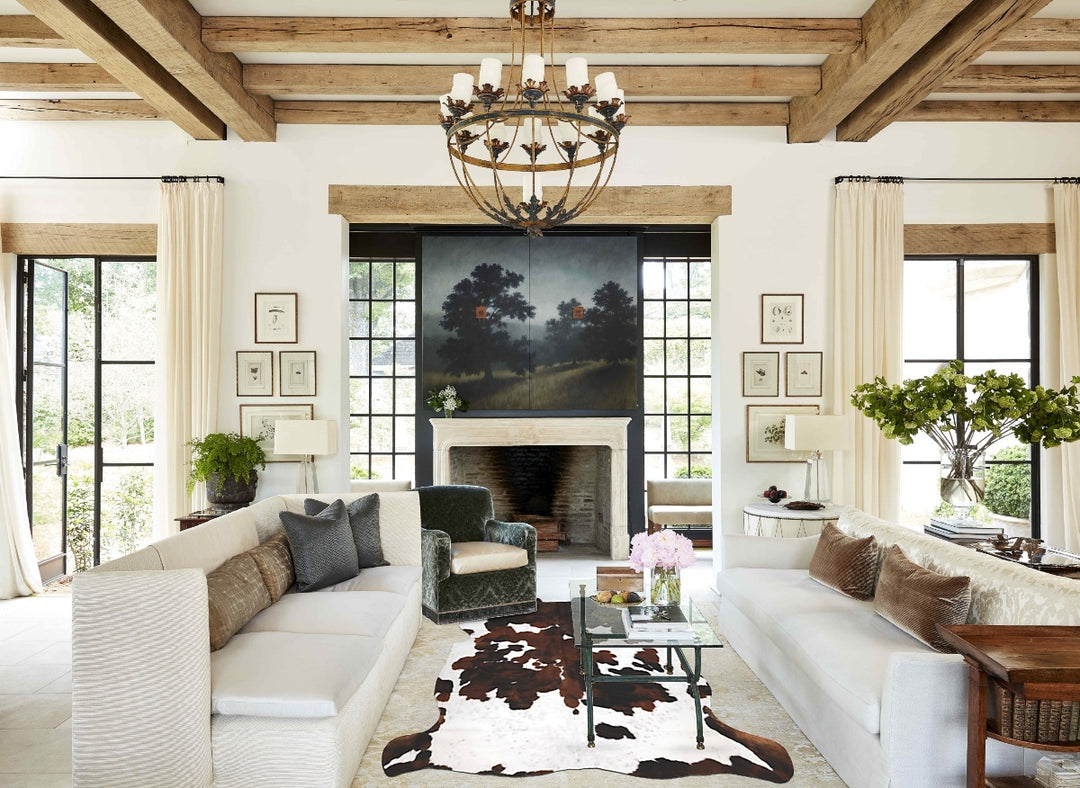 Tricolor X-Large European Cowhide Rug 7'2"H x 6'11"W #B11824 by Hudson