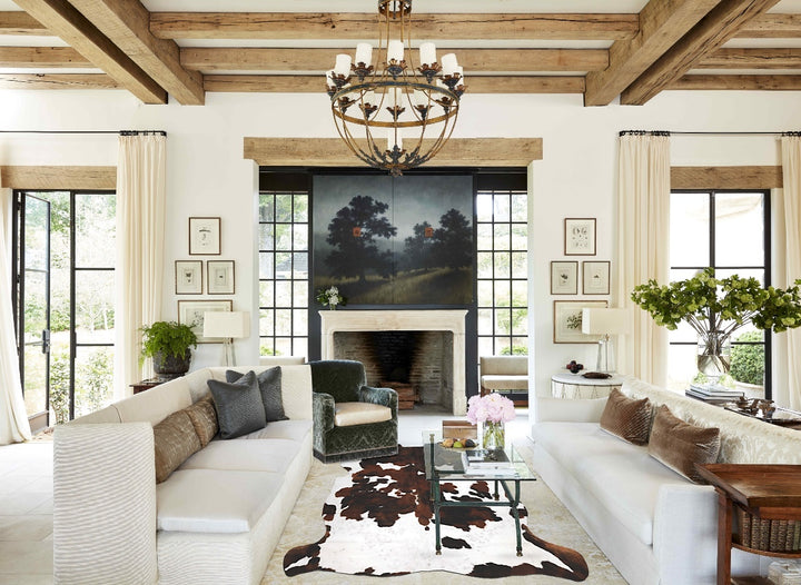 Tricolor X-Large European Cowhide Rug 7'2"H x 6'11"W #B11824 by Hudson Hides