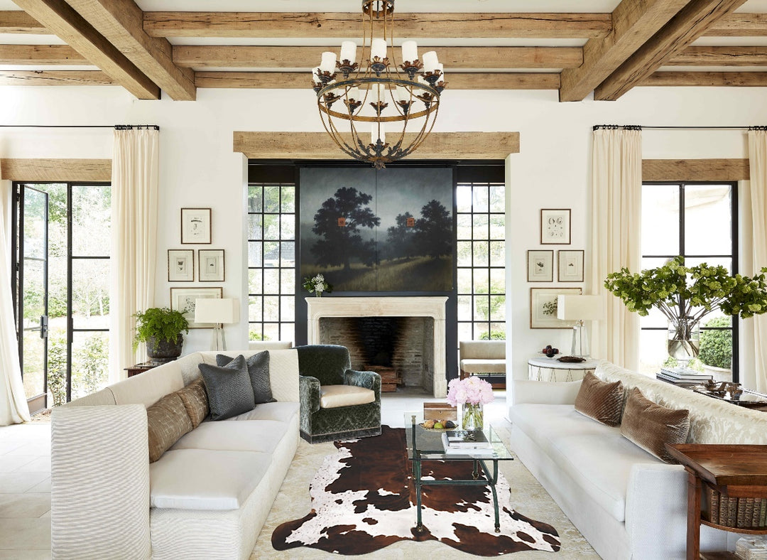 Tricolor X-Large European Cowhide Rug 7'1"H x 6'6"W #B11825 by Hudson 
