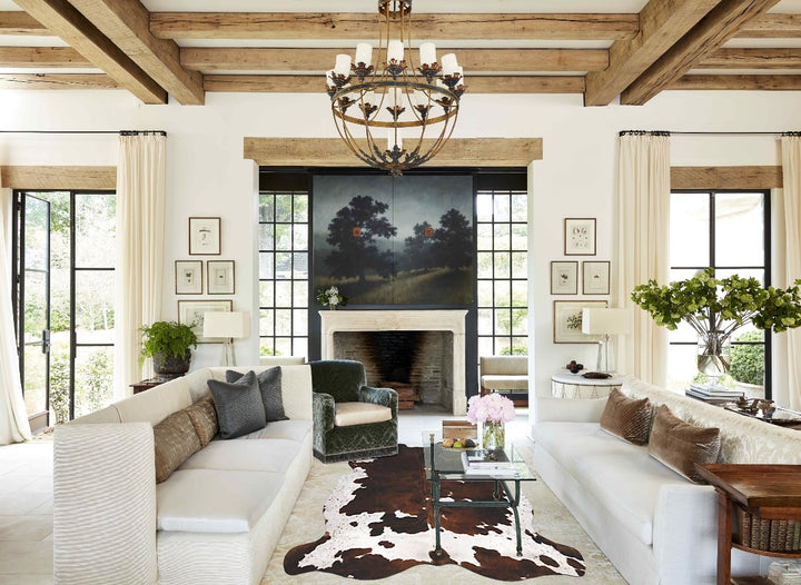 Tricolor X-Large European Cowhide Rug 7'1"H x 6'6"W #B11825 by Hudson Hides