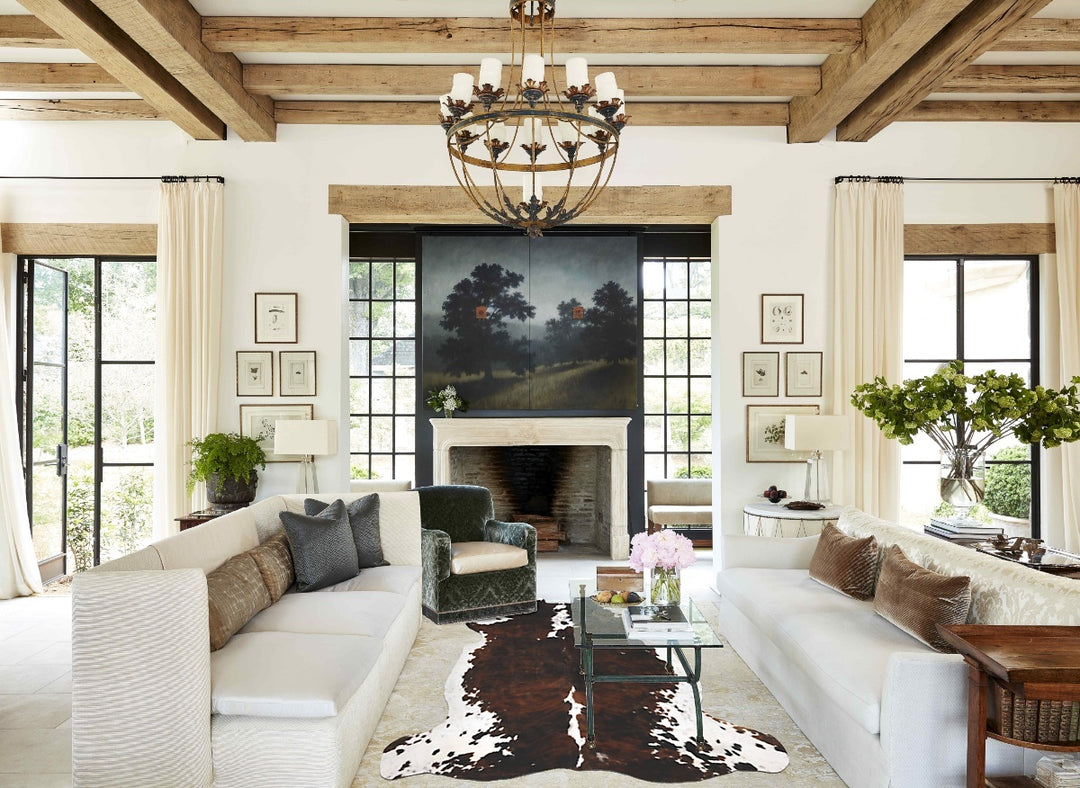 Tricolor X-Large European Cowhide Rug 6'11"H x 6'7"W #B11830 by Hudson