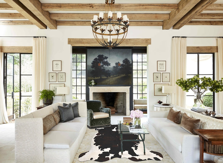 Tricolor X-Large European Cowhide Rug 7'3"H x 6'9"W #B11833 by Hudson Hides