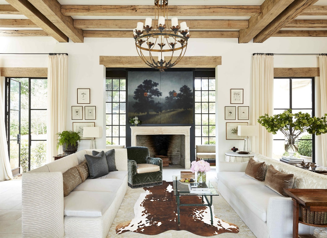 Tricolor X-Large European Cowhide Rug 7'1"H x 6'7"W #B11834 by Hudson 