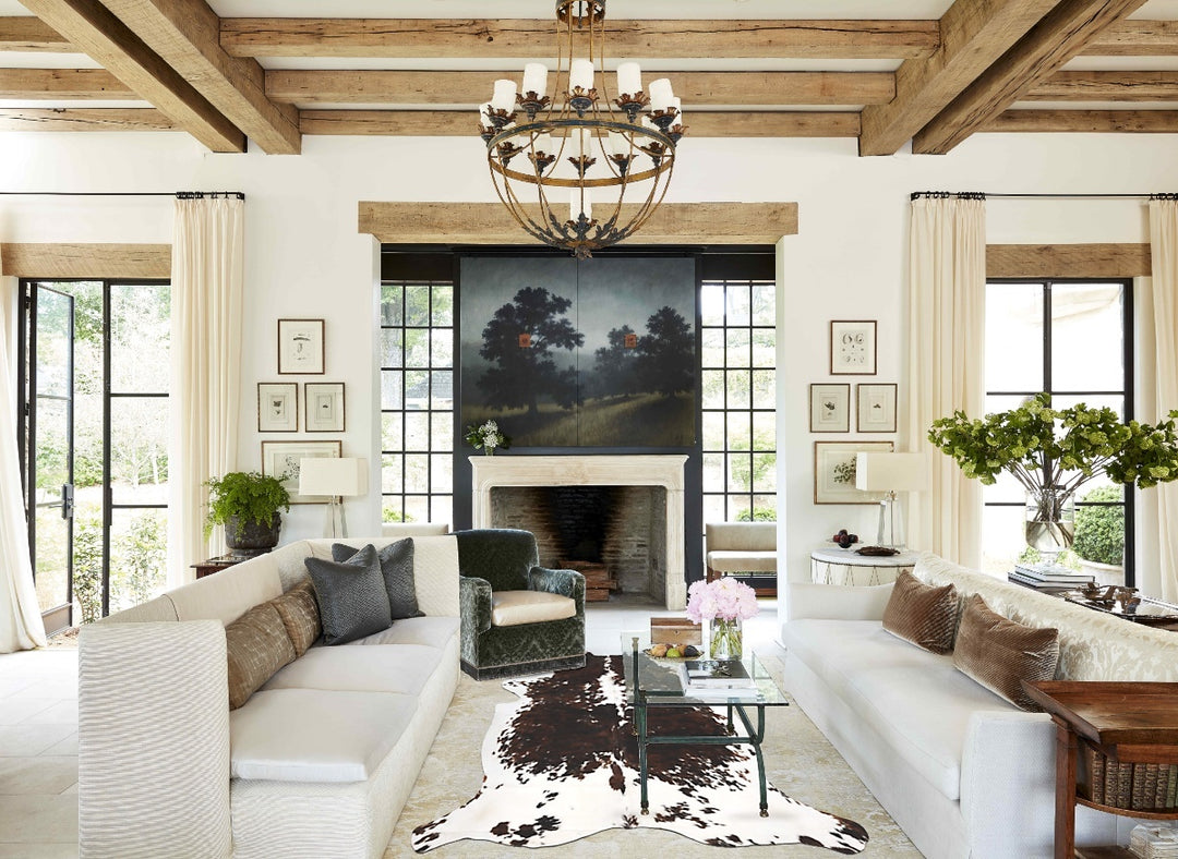Tricolor X-Large European Cowhide Rug 7'2"H x 6'6"W #B11857 by Hudson 