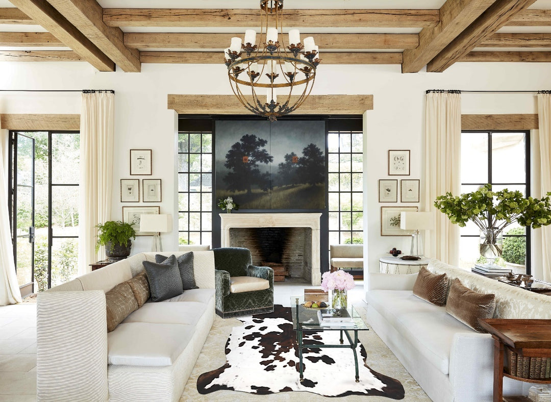Tricolor X-Large European Cowhide Rug 7'1"H x 6'6"W #B11886 by Hudson 