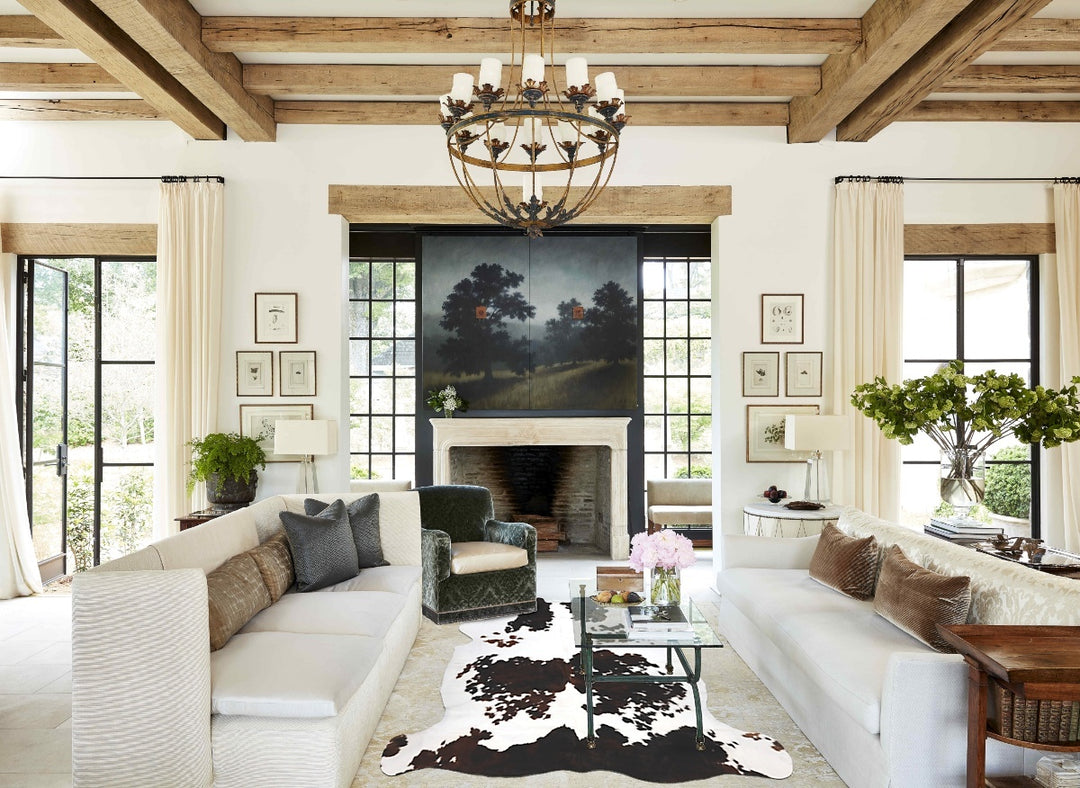 Tricolor X-Large European Cowhide Rug 7'1"H x 6'7"W #B11889 by Hudson 