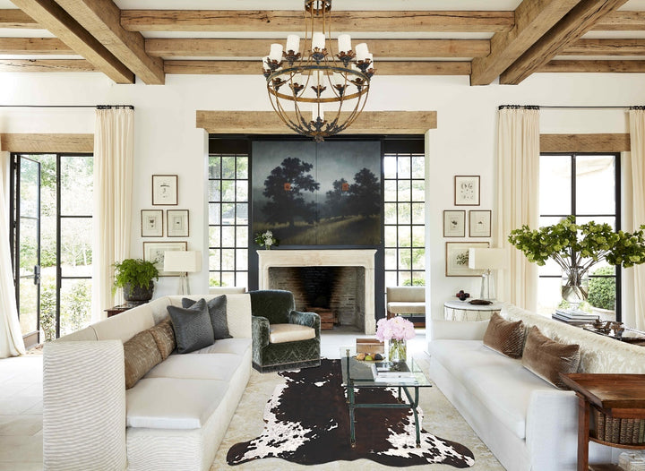 Tricolor X-Large European Cowhide Rug 7'1"H x 6'6"W #B11895 by Hudson Hides