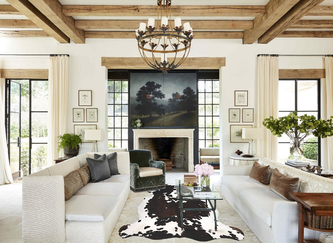 Tricolor X-Large European Cowhide Rug 7'2"H x 6'5"W #B11904 by Hudson 