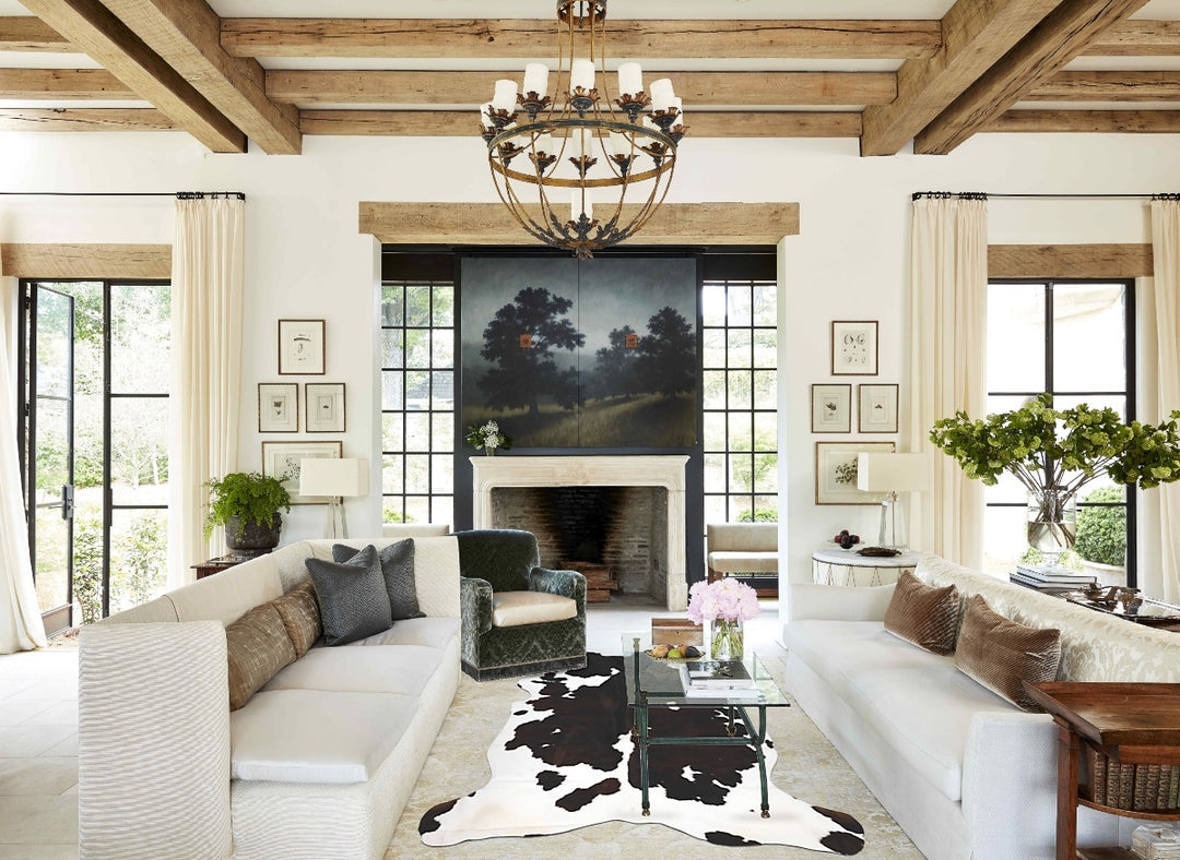 Tricolor X-Large European Cowhide Rug 7'1"H x 5'8"W #B11907 by Hudson 