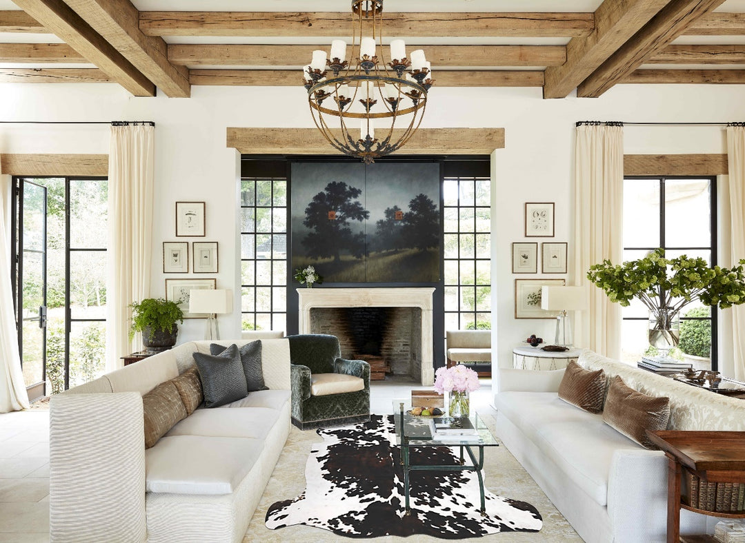 Tricolor X-Large European Cowhide Rug 6'10"H x 6'7"W #B11914 by Hudson