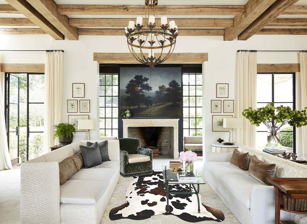 Tricolor X-Large European Cowhide Rug 6'10"H x 6'8"W #B11923 by Hudson