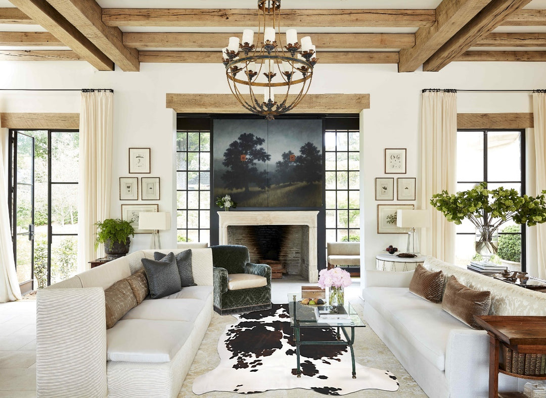 Tricolor X-Large European Cowhide Rug 7'1"H x 6'3"W #B11931 by Hudson 