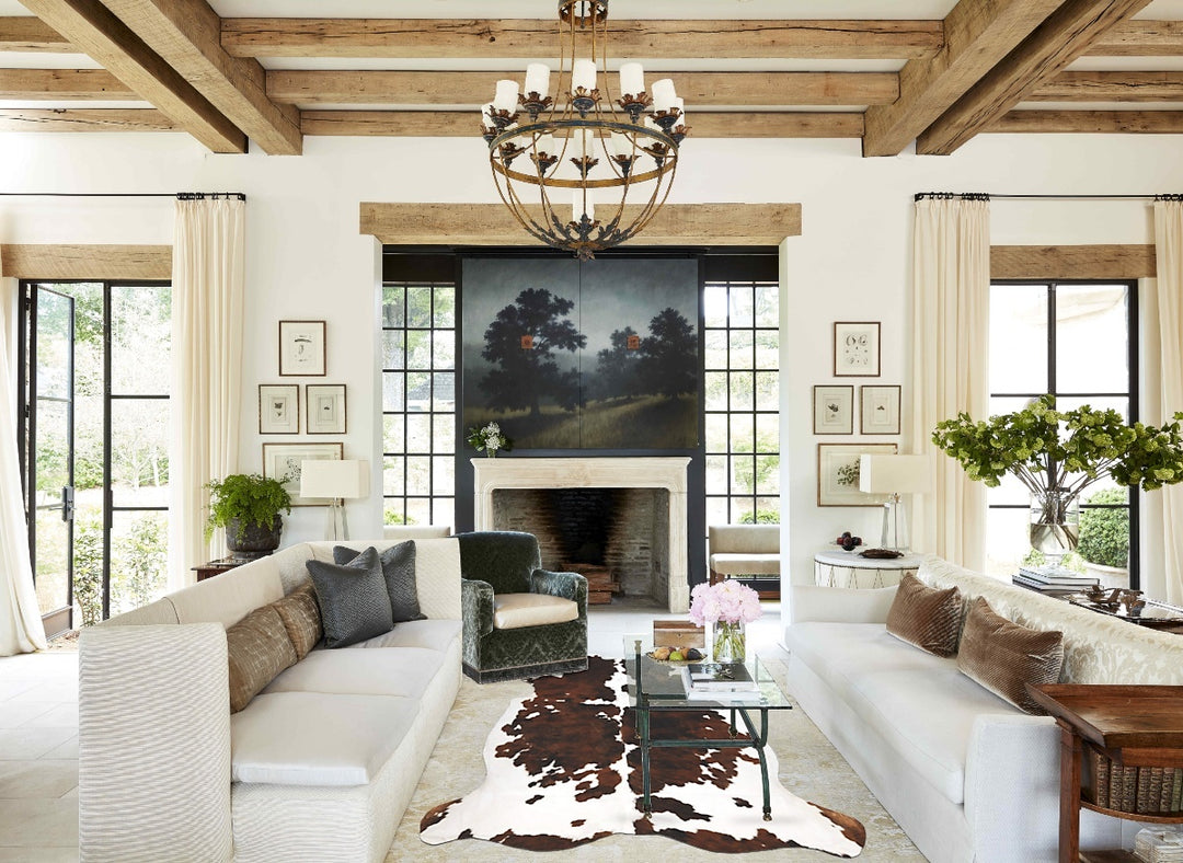 Tricolor X-Large European Cowhide Rug 7'0"H x 6'5"W #B11938 by Hudson 