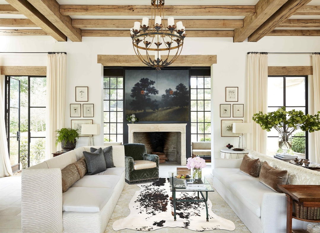 Tricolor X-Large European Cowhide Rug 7'2"H x 6'5"W #B11949 by Hudson 