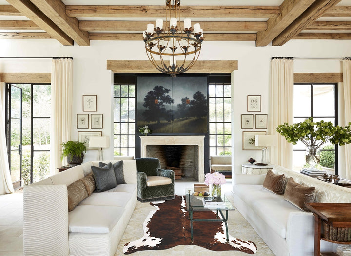 Tricolor X-Large European Cowhide Rug 6'11"H x 6'0"W #B11952 by Hudson Hides