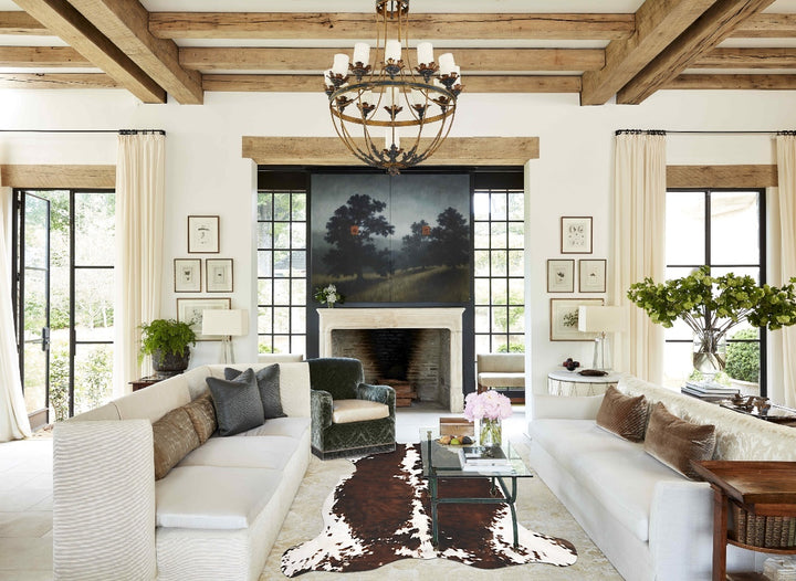 Tricolor X-Large European Cowhide Rug 7'1"H x 6'3"W #B11984 by Hudson Hides