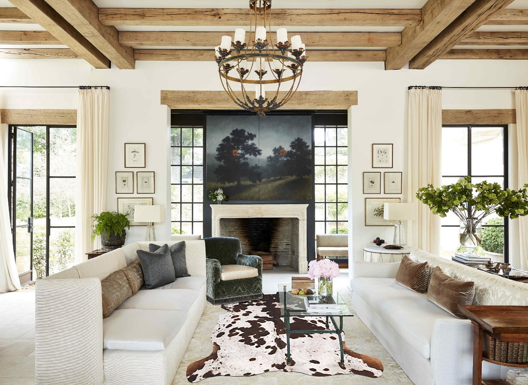 Tricolor X-Large European Cowhide Rug 7'2"H x 6'6"W #B11990 by Hudson 