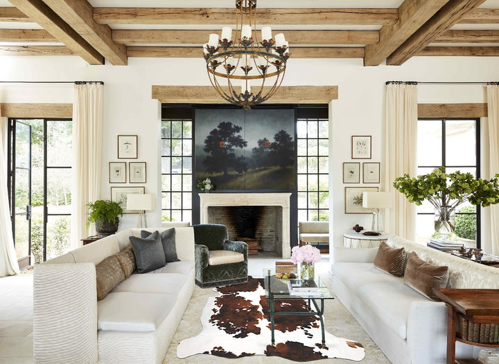 Tricolor X-Large European Cowhide Rug 7'1"H x 6'7"W #B11991 by Hudson Hides
