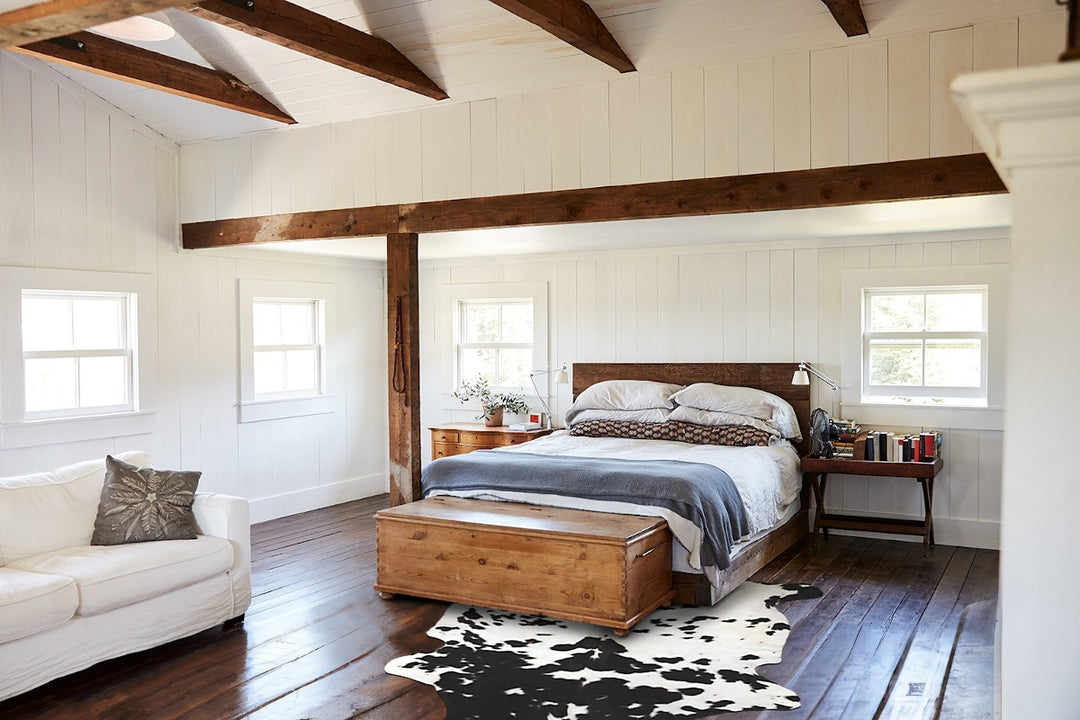 Black and White X-Large European Cowhide Rug 7'1"H x 6'5"W #B12002 by 