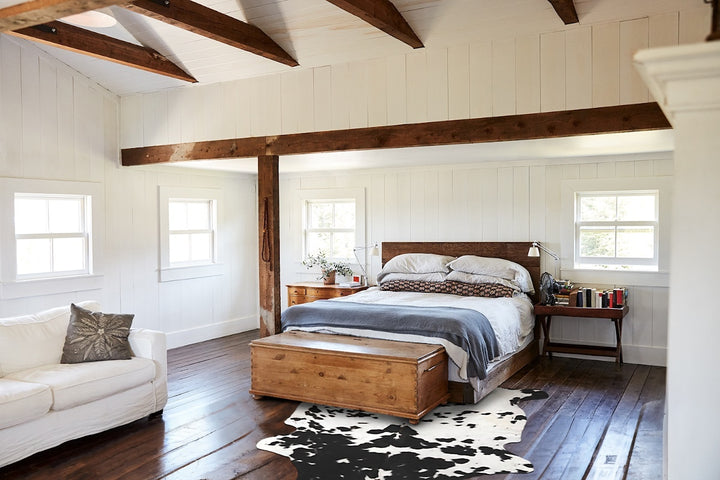 Black and White X-Large European Cowhide Rug 7'1"H x 6'5"W #B12002 by Hudson Hides