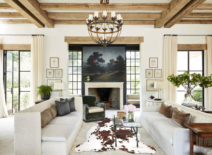Tricolor X-Large European Cowhide Rug 7'4"H x 6'3"W #B12006 by Hudson Hides