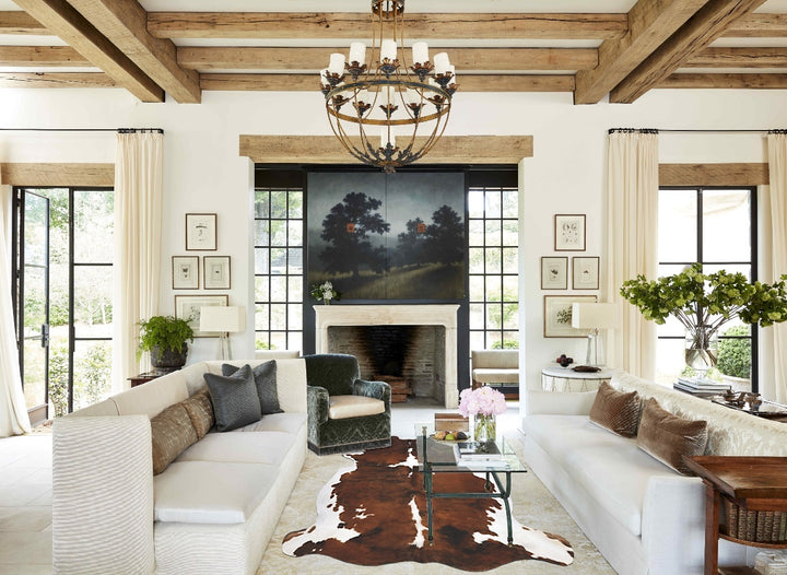 Tricolor X-Large European Cowhide Rug 7'2"H x 6'6"W #B12026 by Hudson Hides