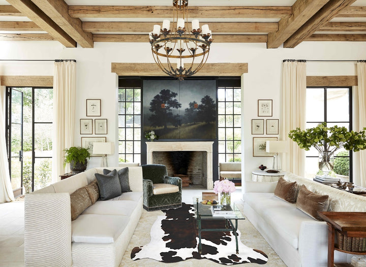 Tricolor X-Large European Cowhide Rug 6'10"H x 6'3"W #B12027 by Hudson Hides