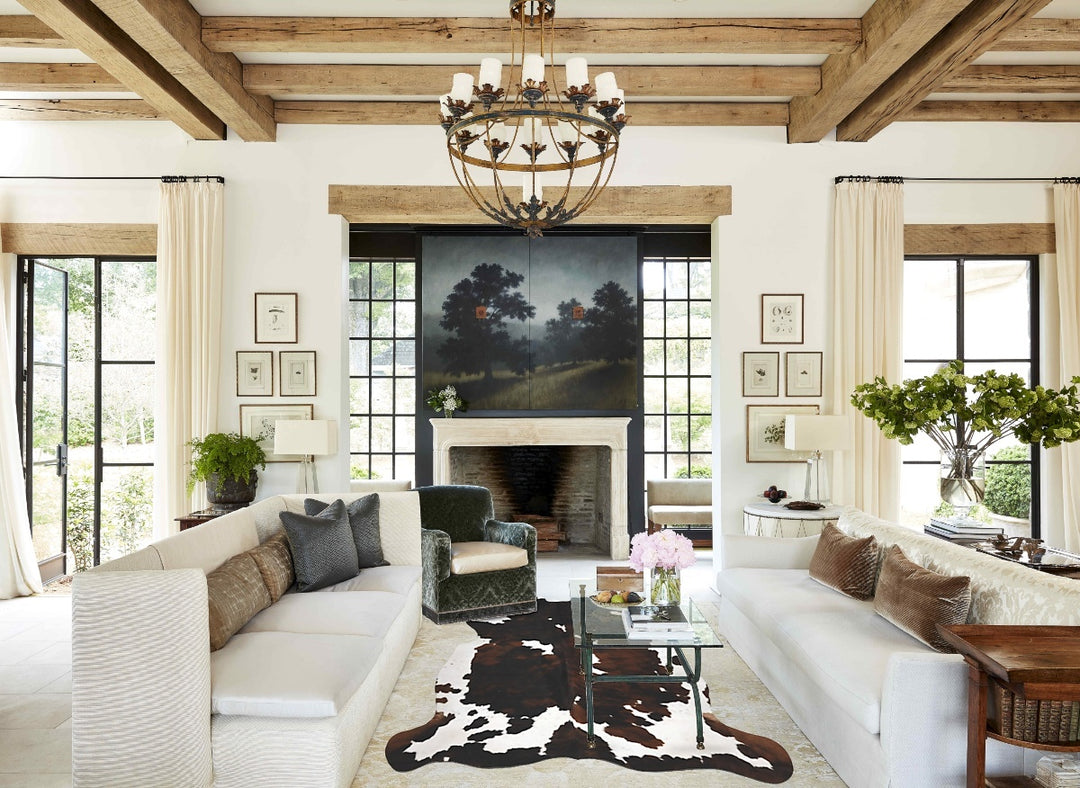 Tricolor X-Large European Cowhide Rug 7'2"H x 6'4"W #B12029 by Hudson 