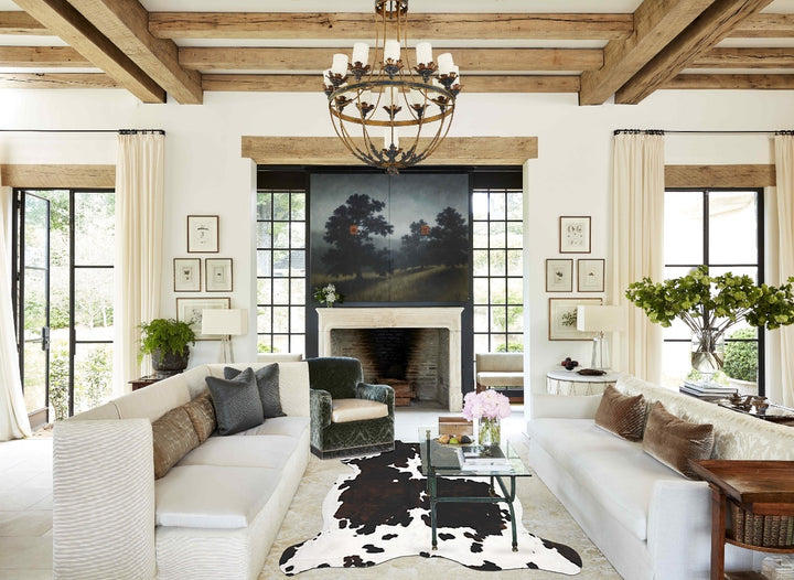 Tricolor X-Large European Cowhide Rug 6'10"H x 6'0"W #B12034 by Hudson Hides